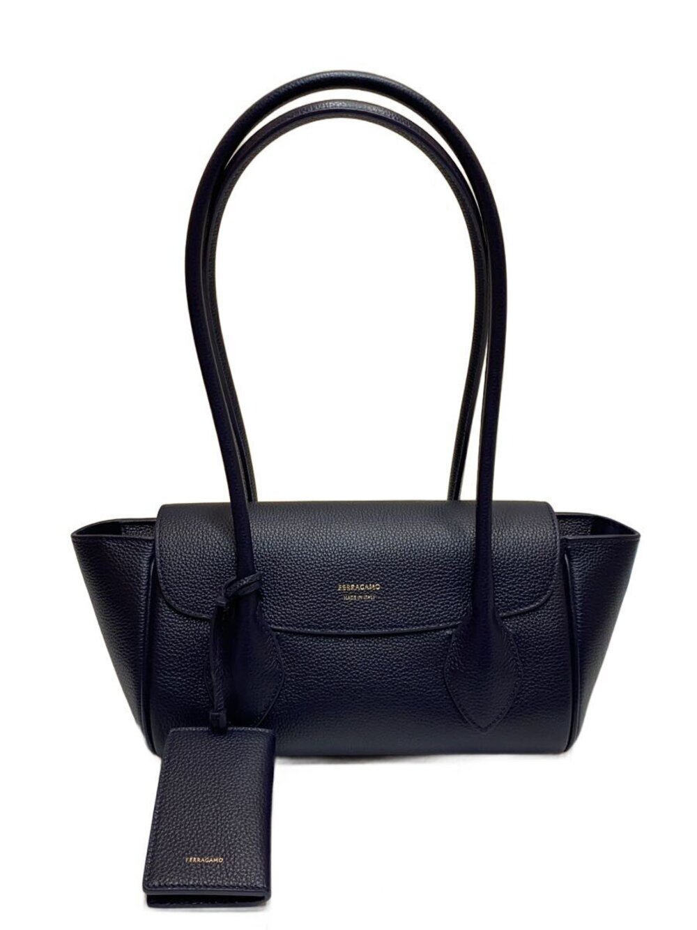 Salvatore Ferragamo Midnight Handbag Cowhide Navy Blue